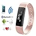Price comparison product image Heart Rate Monitor, QIMAOO Bluetooth 4.0 Fitness Activity Tracker Wrist Band Bracelet Smart Watch Wristband with Health Sleep Monitor/Pedometer/Calorier for Android IOS and above Smart Phones (Pink)