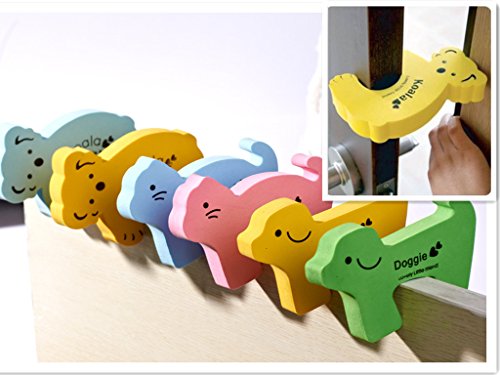 SwirlColor 6 Pieces Of Lovely Children Safety Finger Pinch Cartoon Animal Baby Safety Door Protector Stopper Kids Door Jammer Door Stop Guard Set