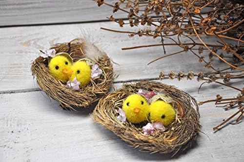 Set of 2 decorative chicken nests Rustic Easter decorations Easter table decoration Straw nest
