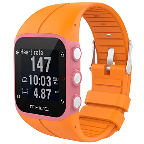 para reloj polar m400 correas colores bandas de reemplazo suave silicona correas pulsera para POLAR M430 GPS reloj smartwatch, ancho de banda 23MM by Saisiyiky (Naranja)