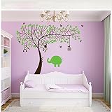 Rainbow Fox Affe und Elefant Spielen auf Riesenbaum-Wandtattoo Wandaufkleber für Kinderzimmer Dekoration - 4