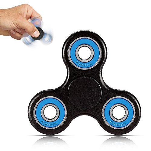 Fidget Hand Spinner Toy, InGoo Fidget Toy Hands Spin Fidget Tri-Spinner Pressure Reducer Finger Toy for Kids & Adults Killing Time (Black-Blue)