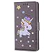 Produktbild Sony Xperia XZ / XZs Hülle, Chreey (Unicorn) Niedlich [Regenbogen Einhorn] Glitzer Handyhülle Premium PU Leder Tasche Flip Wallet Cover mit Standfunktion Kartenfach Schutzhülle [Grau]