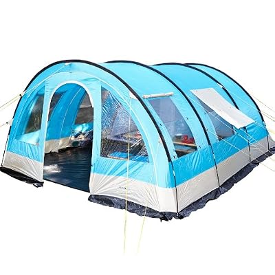 Skandika Helsinki - Tente de camping familiale tunnel - 525 x 410 cm - 6 personnes - Bleu