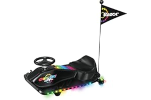 ‎RAZOR Crazy Cart Shift Lightshow Drifting Go Kart for Kids by Razor Multicolor LED Lights, Power Core Hub Motor, Variable Speed Foot Pedal