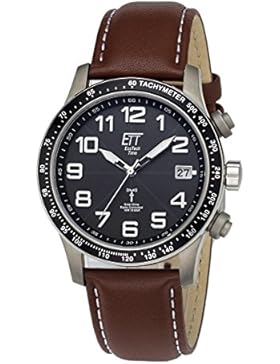 Eco Tech Time Solar Drive Funk Aviation II Titan Herrenuhr EGT-11276-22L, Leder Armbanduhr