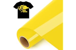 IModeur 8 Ft Rouleau Vinyle Thermocollant Jaune - 30,5 x 244 cm flex thermocollant Jaune pour Silhouette Cameo, vêtements, bonnets, pantalons, autres tissus