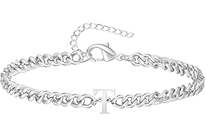 TOLOWOBK Armband Herren mit Buchstaben, Silber Edelstahl Panzerkette Armband Männer Jungen A-Z Buchstabe Armbänder für Herren Ostern Vatertag Jahrestag Geburtstag Geschenk für Papa Sohn Enkel Bruder