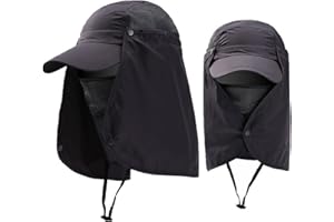 SIQITECHUK Sun Hat with Detachable Neck Face Flap Cover UPF 50+ Protection Wide Brim Fishing Hat Breathable Mesh Baseball Cap Quick Dry Outdoor Sun Visor Hat for Men Women Cycling Camping Hiking Walking Travel