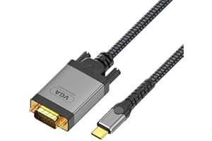 La Brodée USB C to VGA Cable, 2M USB Type-C to VGA Cable Gold Plated Adapter USB-C Port Male to Male Converter for Monitor Compatible with iPhone 15 series, MacBook Pro/Air 2023, iPad Pro, iMac, S23