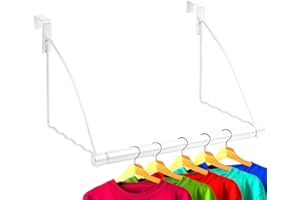 HOLDN’ STORAGE Crochets de porte – Cintres de porte pour vêtements – Crochets de porte pour salle de bain pour suspendre vêtements et serviettes – Étendoir à vêtements au-dessus de la porte, blanc