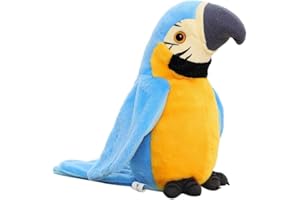 MAGIC SELECT Loro de Peluche Parlante Que Repite Sonidos y con Canciones en Varios Idiomas. Juguete Interactivo, Regalo para Niños y Bebés. Bateria Recargable USB.