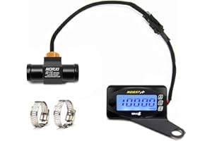 NORXI Medidor multifunción 4 en 1 para motocicleta Mini 4 metros (tacómetro RPM+temperatura del agua+voltímetro+reloj) 4 en 1 multímetro digital de calibre multifuncional(16 mm, derecho)