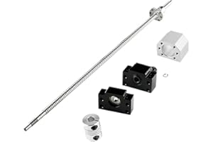 CNCYEAH Śruba kulowa SFU1605-1500 mm, śruba gwintowana, stal nierdzewna, prowadnica liniowa z podparciem BK12 / BF12, obudowa nakrętki DSG16H + nakrętka kulowa + sprzęgło do maszyny do grawerowania