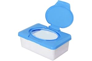 Jiacheng29 Boîte de rangement en plastique pour mouchoirs humides, pour la maison, la voiture, le bureau, avec couvercle à boucle, bleu