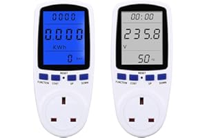IWILCS Power Meter Electricity Usage Monitor, 2Pcs Electricity Usage Power Meter Socket, Electricity Usage Volt Amps Watt KWH Power Consumption Analyzer with Digital Backlight LCD Display