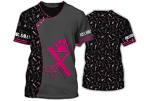 KEEPMORE Pet Groomer Camicia Uomo Donna Animale Cane Groomer 3D Stampato T-Shirt Unisex Grooming Uniforme Manica Corta Top Moda Estiva O Collo Abbigliamento da Lavoro Tees