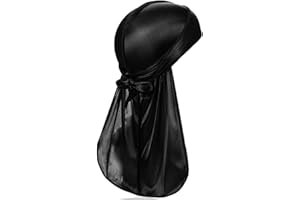 Aestustheri 1 PCS Silky Satin Durag - Black | Premium Satin Du Rags for Waves, Dreadlocks, Braids & Locs | Ultra-Soft, Wrinkle-Free | Silk Bonnet for Sleeping | Durag Mens