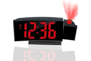 Maoskax Innovative Projection Alarm Clock, Digital Clocks Bedside with Temperature Date, Adjustable Brightness, Snooze, LED Curved Screen Clocks for Bedrooms Office Home Desktop