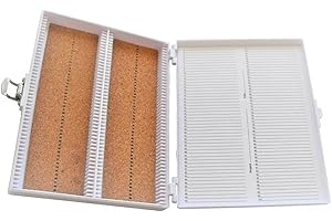 Heathrow Scientific HD15994E Microscope Slide Box, Cork Lined, 100 Place, 208 mm Length x 175 mm Width x 34 mm Height, White