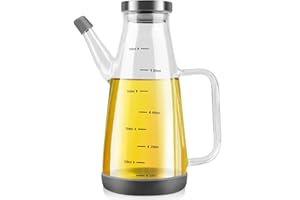 GUWINA Bouteille D'huile D'olive,Distributeur D'huile D'olive en Verre Vinaigre Flacon Récipient avec Couvercle Bec Verseur Sans Goutte,Récipient à Condiments Liquides(750ml)