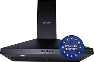 Wiggo Dunstabzugshaube 50cm I Wandhaube für Abluft oder Umluft Dunstabzug 300m³/h mit LED-Beleuchtung & 3 Leistungsstufen I Wandhaube inkl. Fettfilter & 2x Kohlefilter I Abzugshaube Schwarz