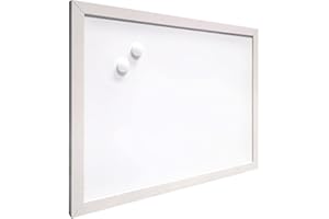 Raylu Paper - Tableau Blanc Magnétique Mural avec Cadre en Bois Blanc, Tableau Blanc Effaçable à Sec avec Deux Aimants pour Accrocher des Notes et des Photos (40 x 30 cm)