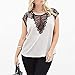 Produktbild Fymia Frauen Kurzarm Plus Größe Spitze Patchwork T-Shirt Lose Bluse Casual Tops