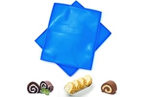 DTYGUIXE 2PCS Tapis de Cuisson Silicone Tapis à Gâteau Roulé Suisse Bleu Plaque de Gâteau Roulé Antiadhésif Plateau de Cuisson à Biscuits Plateau à Rouler pour Biscuits Pain Mousse (30.5*25.8*1cm)