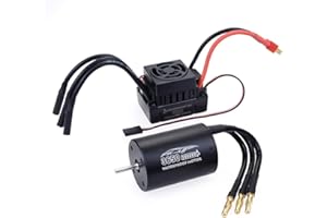 Fasizi Moteur sans balais étanche 3650 3900 kV avec contrôleur 60 A pour voiture et camion télécommandés 1/10 – Système d'alimentation haute vitesse