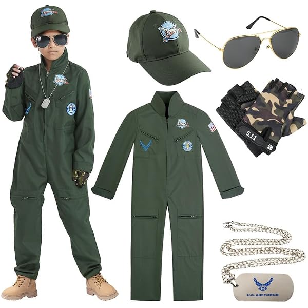 Kit Déguisement Aviateur Homme Complet - Costume Pilote Avec Lunettes Et Badges, Idéal Halloween Ou Fêtes