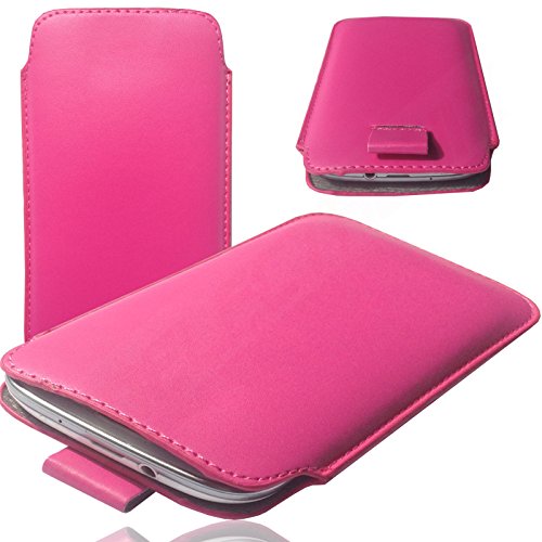 MEDION LIFE P4501 (MD 98428) - Android Smartphone Handy Etui Pull UP Tab Tasche ultra slim - HQ - Pink