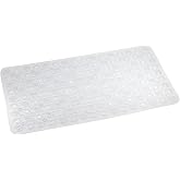 Efe Mark Premium Serisi Banyo - K&uuml;vet İ&ccedil;i Kaydırmaz Vantuzlu Oluklu Desenli Dikt&ouml;rdgen Paspas 67,5 x 34,5 cm, Şeffaf