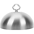 YARNOW Stainless Steel Food Cover Dome: Cheese Melting Dome Cover Serving Plate Dish Dome Round Basting Cover with Handle for Kitchen 20cm Style 2