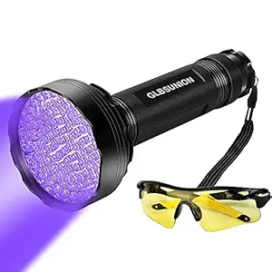 UV Black Light Flashlight, Super Bright 100 LED Best Pet Dog Cat Urine Detector light Flashlight for Pet Urine Stains, UV Blacklight Flashlight with UV Sunglasses for Bed Bugs Scorpions, Home Hotel
