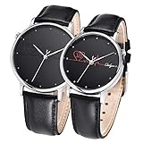 Hswt Mode Damen Quarzuhr Herrenuhr Uhren für Paare Quarzuhr für Männer und Frauen Wasserdicht Ultradünn Zubehör ansehen,Black
