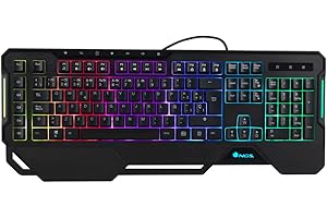 NGS GKX-450- Tastiera Gaming a membrana con luci RGB, QWERTY Italiano, programmabile, 19 tasti multimediali, cavo da 1,8 m, nero