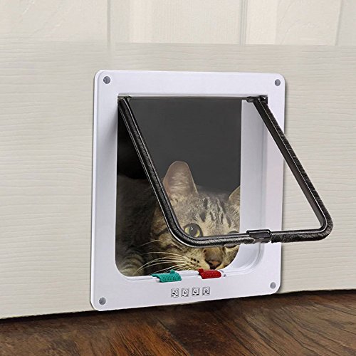 Vectri-Cat-Flap-Door-Locking-Lockable-Frame-IndoorOutdoor-Small-Pet-Cat-Dog-4Way