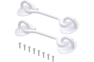 SIRECAL Door Hook and Eye Latch White 100mm - 2PCS Cabin Hooks and Eye Latch 4 inch Gate Hook Lock Heavy Duty Stainless Steel for Window Garden Shed Patio