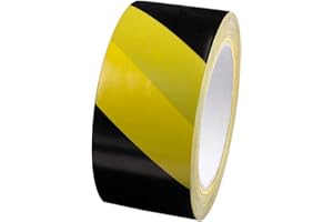 TotalPack Self-Adhesive Marking Tape 48mmx33m, Black/Yellow, Red/White Waterproof Hazard Warning Tape, Hazard Warning Barrier Tape For Temporary Floor Marking, Road Marking (Black and Yellow, 2 Rolls)