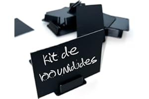 ABARNOM Kit de 100 tarjetas portaprecios + 100 soportes para precios, Mini Pizarras para Precios, Carteles para Precios, Pizarras pequeñas porta precios, Pizarras decorativas, Porta Precios Pizarra