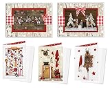 Weihnachtskarten-Set 2 x 5 Stück rot weiß gold natur Karten Weihnachten weihnachtlich MIT KUVERT vintage shabby chic Nostalgie'alt' Weihnachtsgrußkarte Doppelkarte OHNE TEXT