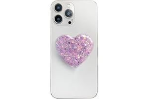 AOWVUTS Supports de Téléphone Support Coeur à Paillettes Compatible Poignée Grip Extensibles Base Rétractable et Créatif Airbag Support pour Smartphones et Tablettes (Violet)