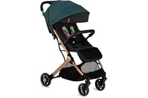 Poussette MoMi ESTELLE à partir de 6 mois (jusqu'à 15 kg), poussette pliante avec harnais de sécurité 5 points, panier de courses avec fonction de dépliage, poignée télescopique de traction Vert