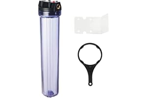 Geekpure 20-Inch Clear Filter Housing for 2.5" x 20" Whole House Water Filtration System -3/4" BSP Brass Port -with Air Relief Valve