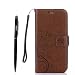 Produktbild Google Nexus 5X Hülle, Google Nexus 5X Schutzhülle, Alfort 3 in 1 Lederhülle Fashion Design Premium PU Leder Hohe Qualität Tasche Case Cover Kasten Abdeckung Wallet für Google Nexus 5X 5.2" Smartphone Funktion Standfunktion Unterstützte Telefone und Magnetverschluss mit Schmetterling ( Dunkelbraun ) + Alfort Schwarz Stylus Pen + Netter Staub Stecker