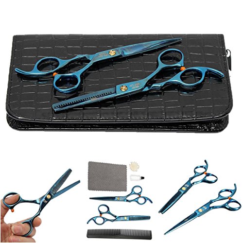 KING DO WAY Professional Salon Hair Cutting+Thinning Scissors Barber Shears Hairdressing Set Hair Tools Blue