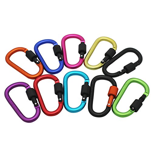 Preisvergleich Produktbild MUZOCT 10 Packungen Aluminium Karabiner D-Ring Schlüsselanhänger Clip Haken für Zuhause, Wohnmobil, Camping, Angeln, Wandern, Reisen und Schlüsselanhänger
