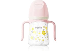Oberni Non Spill Sippy Cup 300ml, Trinklernbecher auslaufsicherer für Kleinkind ab 6 Monate, BPA frei Trinkflasche, Baby Wasserflasche mit Strohhalm, Rosa/1 Stück