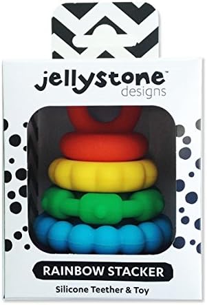 Jellystone Designs Silicone BPA Free Rainbow Stacker Teething Rings - Bright Multicoloured Design